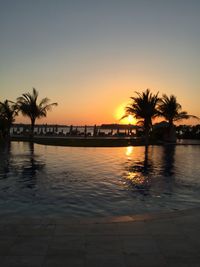 Scenic view of sea at sunset