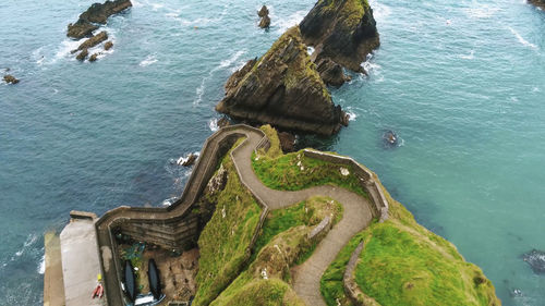 High angle view of people on beach