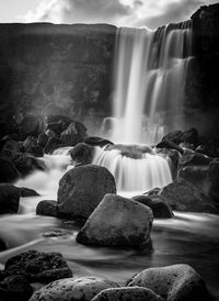 Scenic view of waterfall