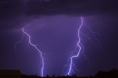 Low angle view of lightning in sky