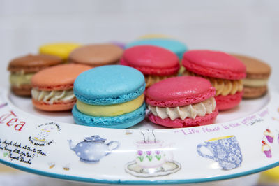 Close-up of cake served on table