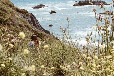 Woman standing on beach