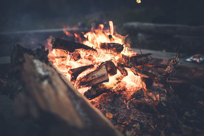 Close-up of bonfire