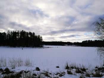 Scenic view of lake against sky