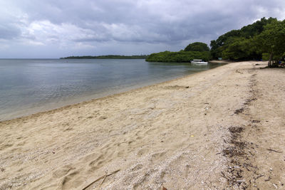 Scenic view of beach against sky