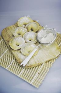 Close-up of bread in plate on table