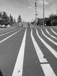 Surface level of zebra crossing on road