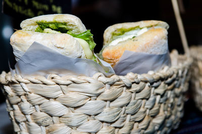 Close-up of bread in basket