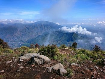 Scenic view of mountains against sky