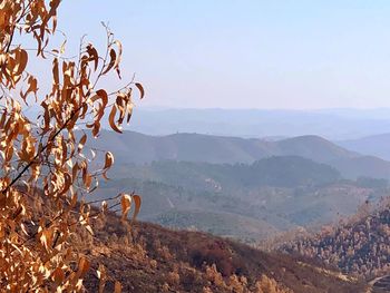 Scenic view of mountains against clear sky