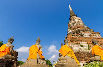 Low angle view of temple building against sky