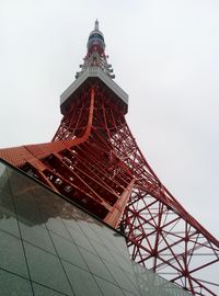 Low angle view of rollercoaster against sky