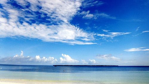 Scenic view of sea against cloudy sky