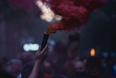 Red smoke from a flare