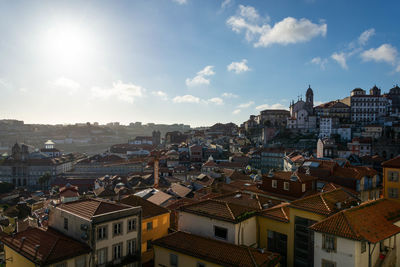 High angle view of townscape against sky