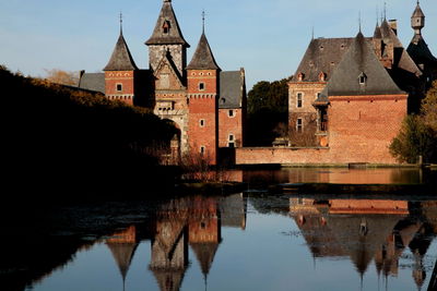 Reflection of buildings in lake