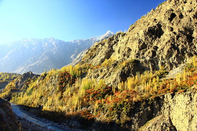 Scenic view of mountains against clear sky