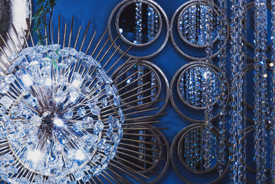 Crystal of contemporary chandelier, a branched ornamental light fixture 