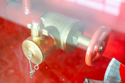 High angle view of machine valves