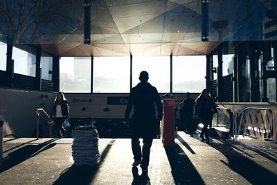 Woman walking in city