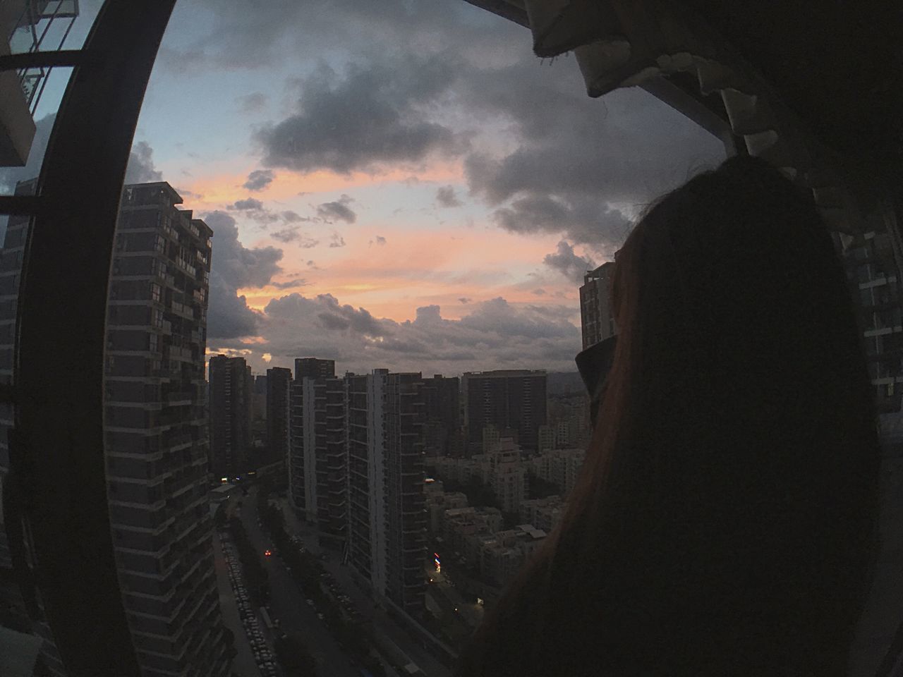 architecture, building exterior, built structure, sky, city, sunset, cloud - sky, cityscape, silhouette, dusk, cloudy, skyscraper, cloud, residential building, building, modern, residential structure, orange color, city life, office building