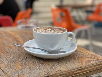 Cup on wooden table