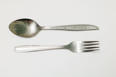 High angle view of container against white background