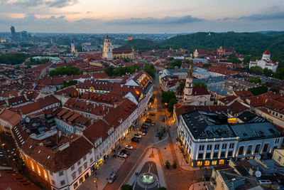 High angle view of townscape against sky