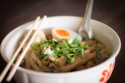 Close-up of soup in bowl