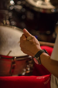 Close-up of musician playing drum