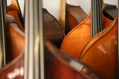 Close-up of guitars