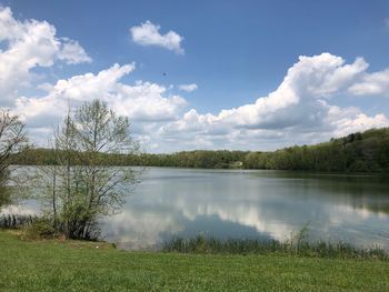 Scenic view of lake against sky