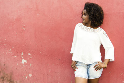 Beautiful model posing for the photo on the streets of pelourinho. salvador, bahia, brazil.