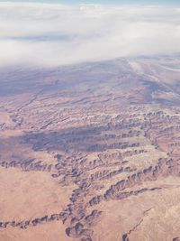 High angle view of arid landscape against sky, the grand canyon. 