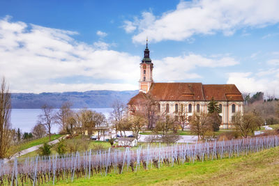 View of buildings against cloudy sky
