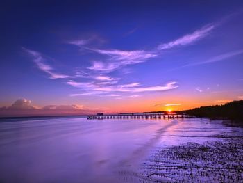 Scenic view of sea against sky at sunset