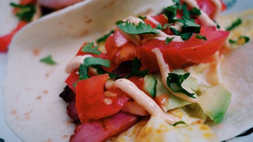 Close-up of taco in plate