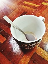 High angle view of empty bowl on table