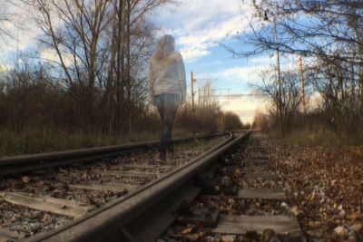 Railroad tracks against sky