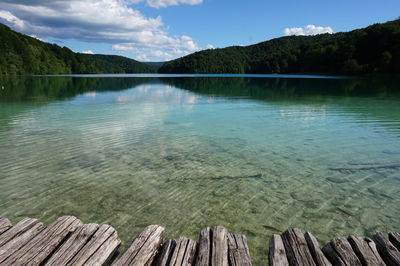 Scenic view of lake against sky