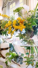 Close-up of flower vase on table