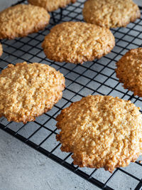 High angle view of cookies