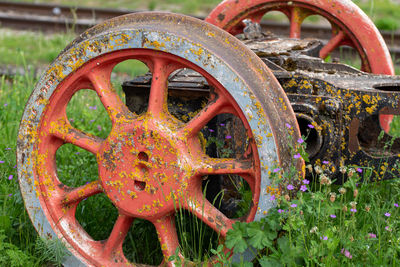 Old, rusty train wheels 