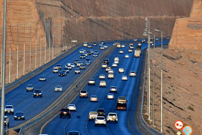 High angle view of traffic on road