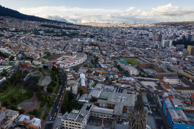 High angle view of townscape against sky