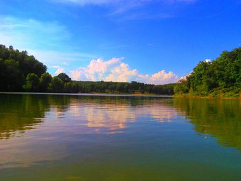 Scenic view of lake against sky