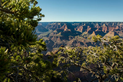 Scenic view of mountains against clear sky
