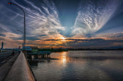 Panoramic view of sea against sky during sunset