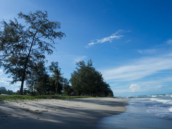 Scenic view of sea against blue sky