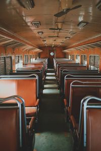 Empty seats in train car